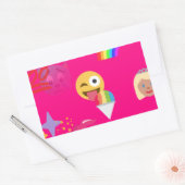ホットピンク絵文字 長方形シール (封筒)
