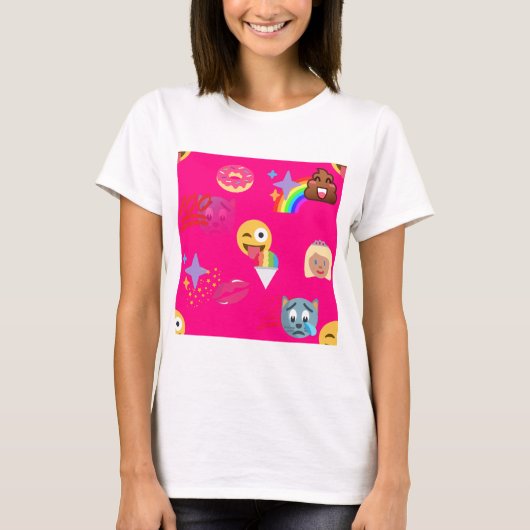 ホットピンク絵文字 Tシャツ (正面)