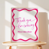 ホットピンク縁どの波打ちお礼来申します 台座サイン