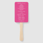 ホットピンク署名スクリプト結婚式 プログラム ハンドファン (裏面)