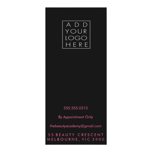 ホットピンク美しいサロンビューティシアンメニュー価格表 ラックカード (裏面)