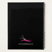 ホットピンク美容師用はさみと黒ストライプ プランナー手帳 (裏面)