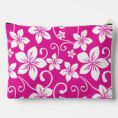 ホットピンク色のブルーハワイ模様 アクセサリーポーチ (裏面)