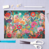 ホットピンク色の花の抽象芸術絵画の切り離し 薄葉紙 (クラフト)