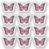 ホットピンク色の蝶 シール (正面)