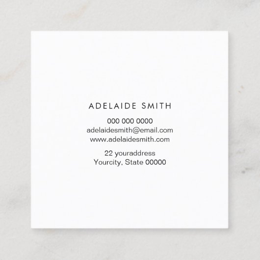 ホットピンク色の金ゴールドフェイクフォイル詳細 スクエア名刺 (裏面)