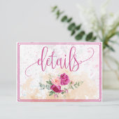 ホットピンク色スプラッシュ結婚の詳細 エンクロージャーカード (スタンド正面)