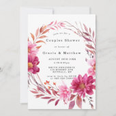 ホットピンク菊カップルシャワー招待状 (正面)