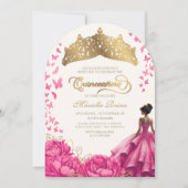 ホットピンク蝶フローラティアラキンセアニェラ 招待状 (正面)