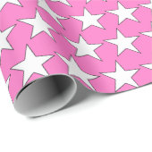 ホットピンク誕生日と白い星 ラッピングペーパー (ロールコーナー)