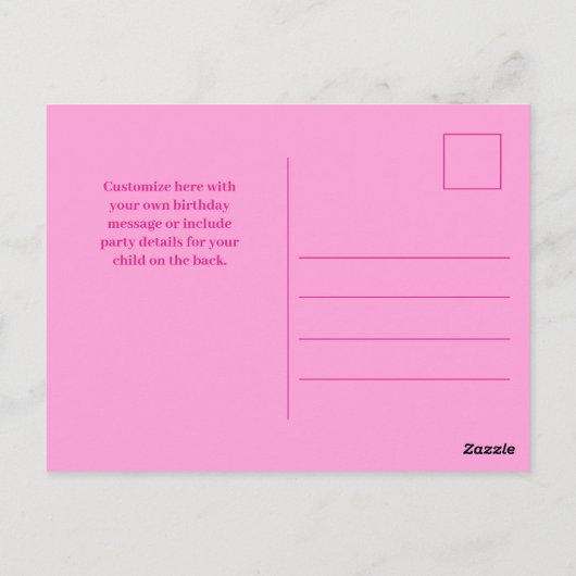 ホットピンク誕生日ガールフォトコラージシック ポストカード (裏面)