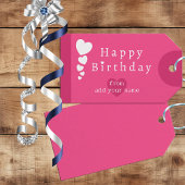 ホットピンク誕生日ハートギフトラベル ギフトタグ