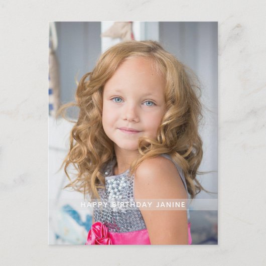 ホットピンク誕生日フォトカスタム ポストカード (正面)