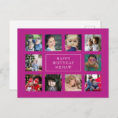 ホットピンク誕生日フォトコラージュ誕生日 ポストカード (正面/裏面)