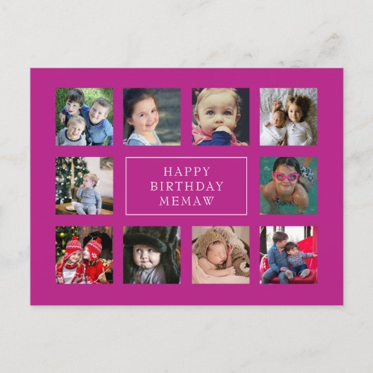 ホットピンク誕生日フォトコラージュ誕生日 ポストカード (正面)