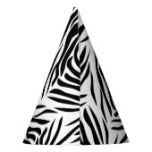 ホットピンク誕生日付き白黒ゼブラプリント パーティーハット (裏面)