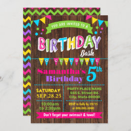 ホットピンク誕生日Bashパーティー 招待状