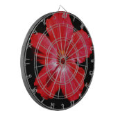 ホットピンク赤ハイビスカスフラワーオンブラック ダーツボード (正面左)