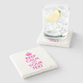 ホットピンク赤保落ち着きとあなたのテキスト ストーンコースター (横)