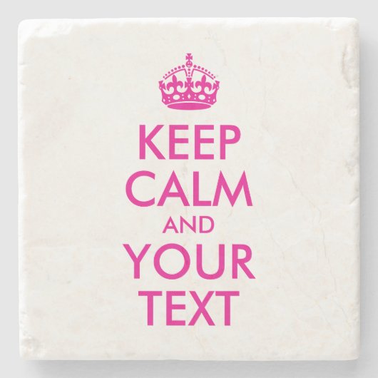 ホットピンク赤保落ち着きとあなたのテキスト ストーンコースター (正面)