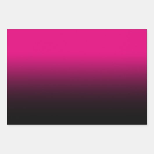 ホットピンク赤王室の紫と黒のミッグラデーションクス ラッピングペーパーシート (正面)