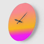 ホットピンク赤面オレンジグラデーション黄色 ラージ壁時計 (傾斜)