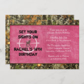 ホットピンク迷彩柄フォト誕生日招待状-おもしろい 招待状 (正面/裏面)