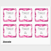 ホットピンク迷彩柄誕生日パーティー好意ラベルステッカー スクエアシール (シート)