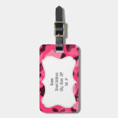 ホットピンク迷彩柄;カモフラージュ ラゲッジタグ (正面縦)