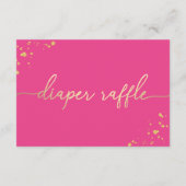 ホットピンク金ゴールドおむつラッフルチケット挿入カード エンクロージャーカード (裏面)