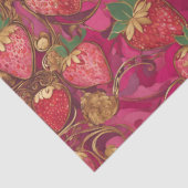 ホットピンク金ゴールドイチゴつる植物パターン 薄葉紙 (詳細)
