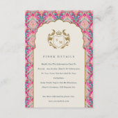 ホットピンク金ゴールドクラシーフローラ結婚ローレル詳細 エンクロージャーカード (正面)