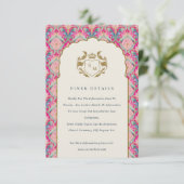 ホットピンク金ゴールドクラシーフローラ結婚ローレル詳細 エンクロージャーカード (スタンド正面)