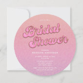 ホットピンク金ゴールドグリッターディスコボールブライダルシャワー 招待状 (裏面)