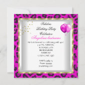 ホットピンク金ゴールドグリッターハイヒール誕生日パーティー 招待状 (裏面)