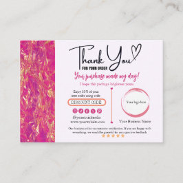 ホットピンク金ゴールドサンキュービジネスカード 名刺