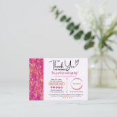 ホットピンク金ゴールドサンキュービジネスカード 名刺 (スタンド正面)