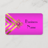 ホットピンク金ゴールドストライプデコ 名刺 (正面)