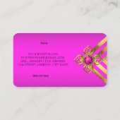 ホットピンク金ゴールドストライプデコ 名刺 (裏面)