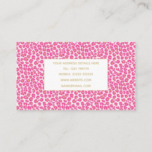 ホットピンク金ゴールドヒョウ柄 名刺 (裏面)