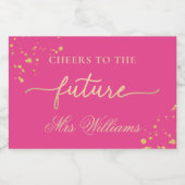 ホットピンク金ゴールドブライダルシャワーきらめくワインフェイスl スパークリングワインラベル (シングルラベル)