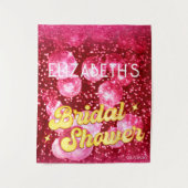 ホットピンク金ゴールドブライダルシャワーディスコパーティー背景 タペストリー (正面)