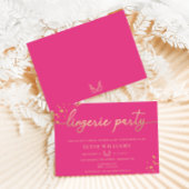 ホットピンク金ゴールドランジェリーパーティーブライダルシャワー 招待状