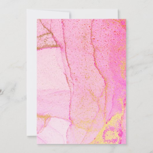 ホットピンク金ゴールドヴィンテージウェディング招待状 招待状 (裏面)