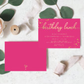 ホットピンク金ゴールド誕生日ランチ 招待状