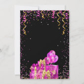 ホットピンク金ゴールド40歳の誕生日 招待状 (裏面)