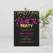 ホットピンク金ゴールドSWEET SIXTEEN16パーティの招待状 招待状 (スタンド正面)