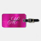 ホットピンク金属モノグラファンシーム ラゲッジタグ (正面横)