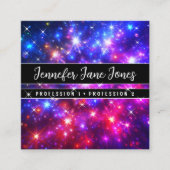 ホットピンク銀河系星雲グリッタースパークルスター スクエア名刺 (正面)