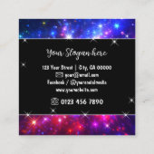 ホットピンク銀河系星雲グリッタースパークルスター スクエア名刺 (裏面)